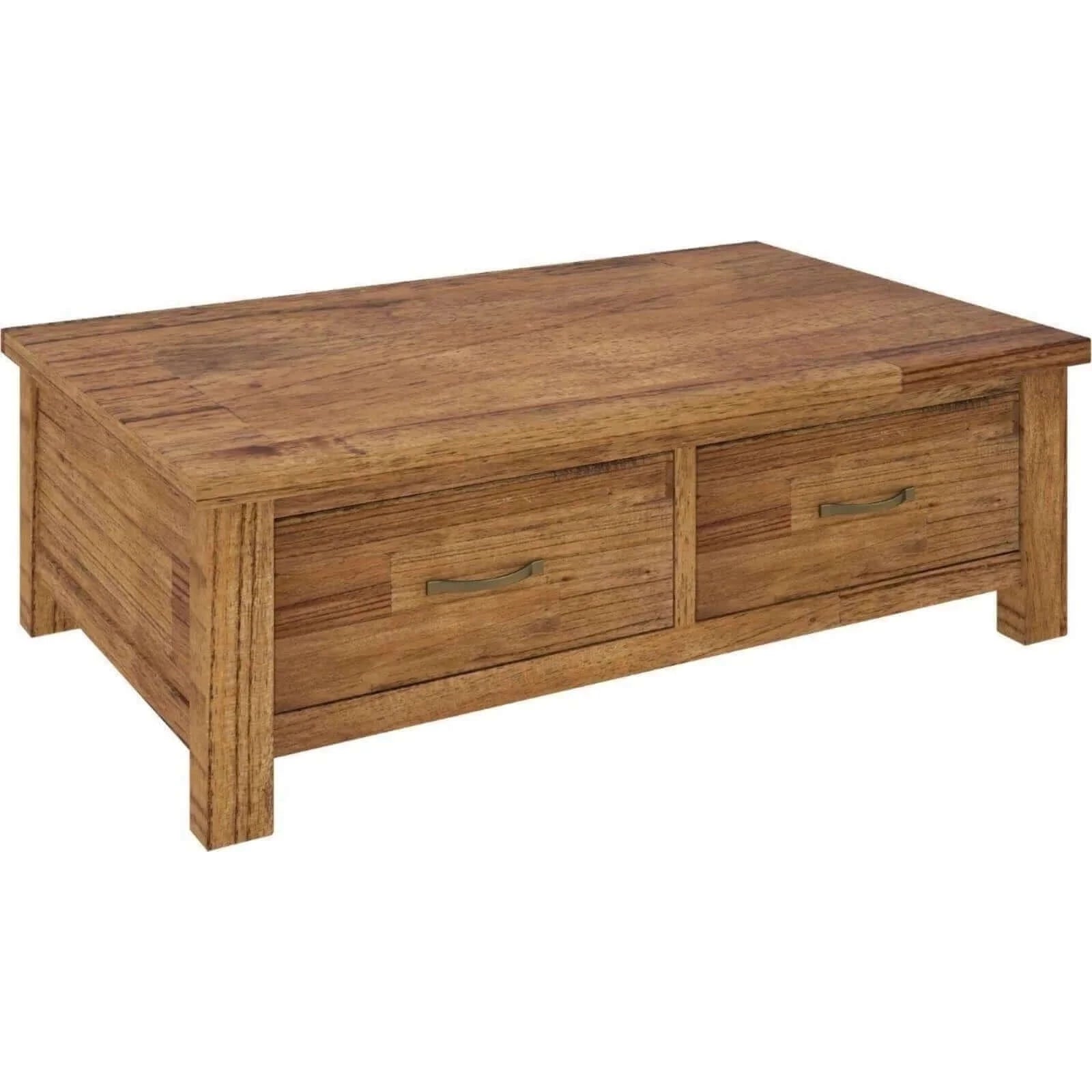 Birdsville Coffee Table 120cm 2 Drawer Solid Mt Ash Timber Wood - Brown-Upinteriors
