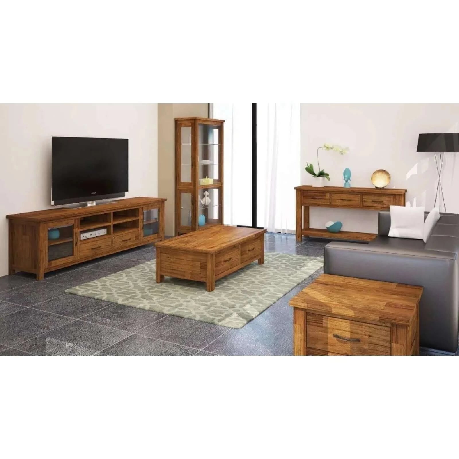 Birdsville Coffee Table 120cm 2 Drawer Solid Mt Ash Timber Wood - Brown-Upinteriors