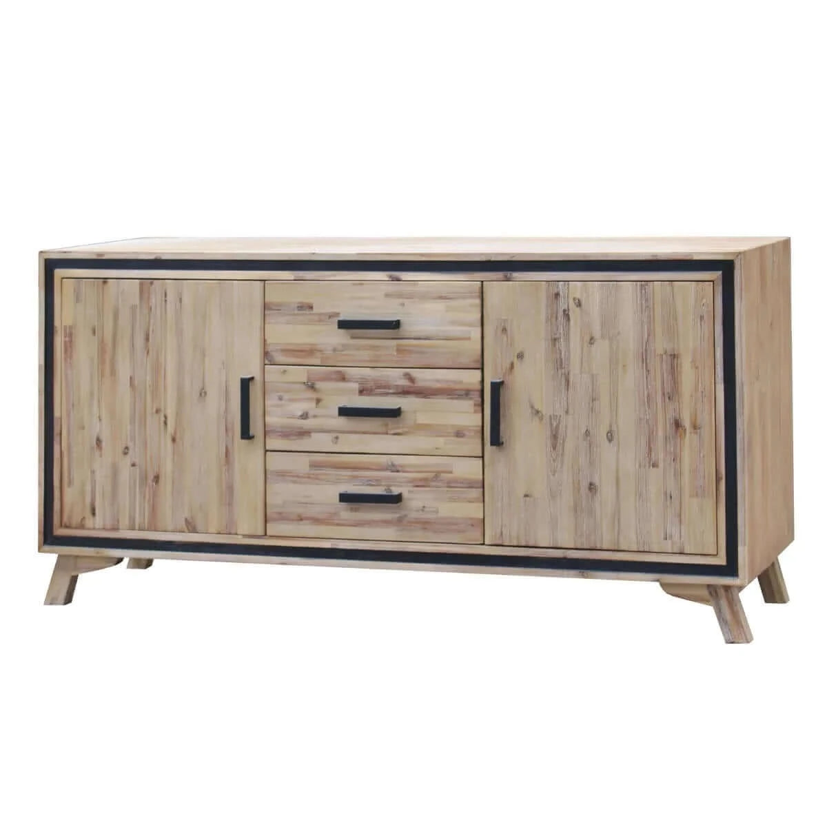 Buy buffet sideboard in silver brush colour with solid acacia & veneer wooden frame storage cabinet with drawers - upinteriors-Upinteriors