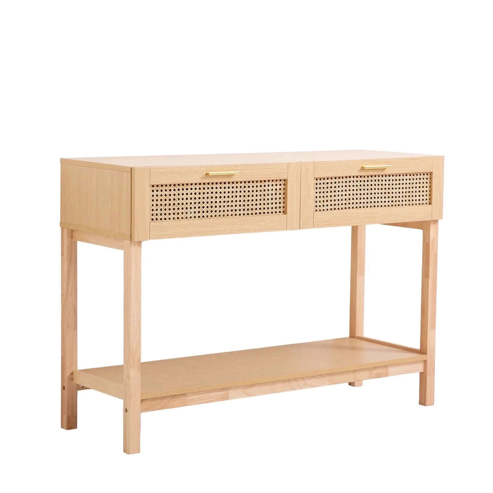 Buy casa decor santiago rattan console table entry table storage hallway wood oak - upinteriors-Upinteriors
