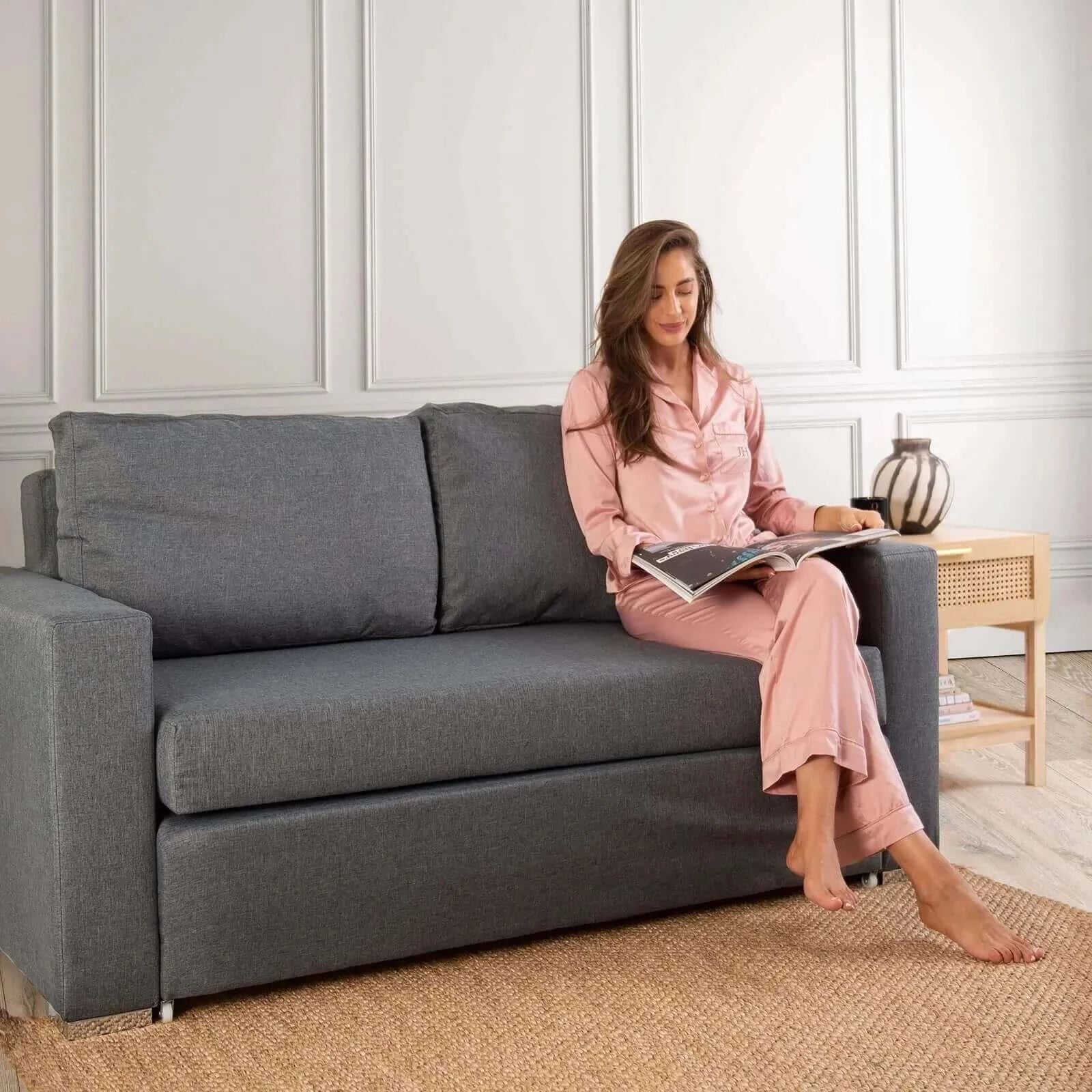 Buy Casa Decor Selena 2 in 1 Sofa Couch Charcoal 2 Seater in Australia -Upinteriors