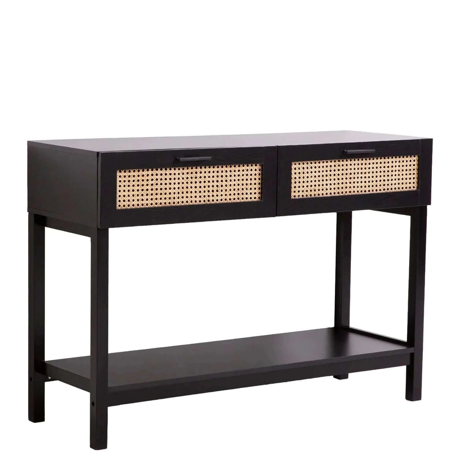 Buy casa decor tulum rattan console table entry table storage hallway wood black - upinteriors-Upinteriors