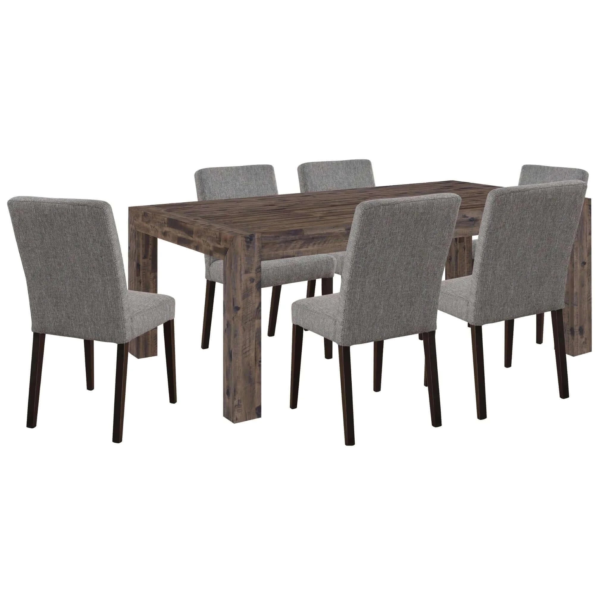 Buy catmint 7pc dining set 180cm table with 6 solid wood fabric chair - upinteriors-Upinteriors