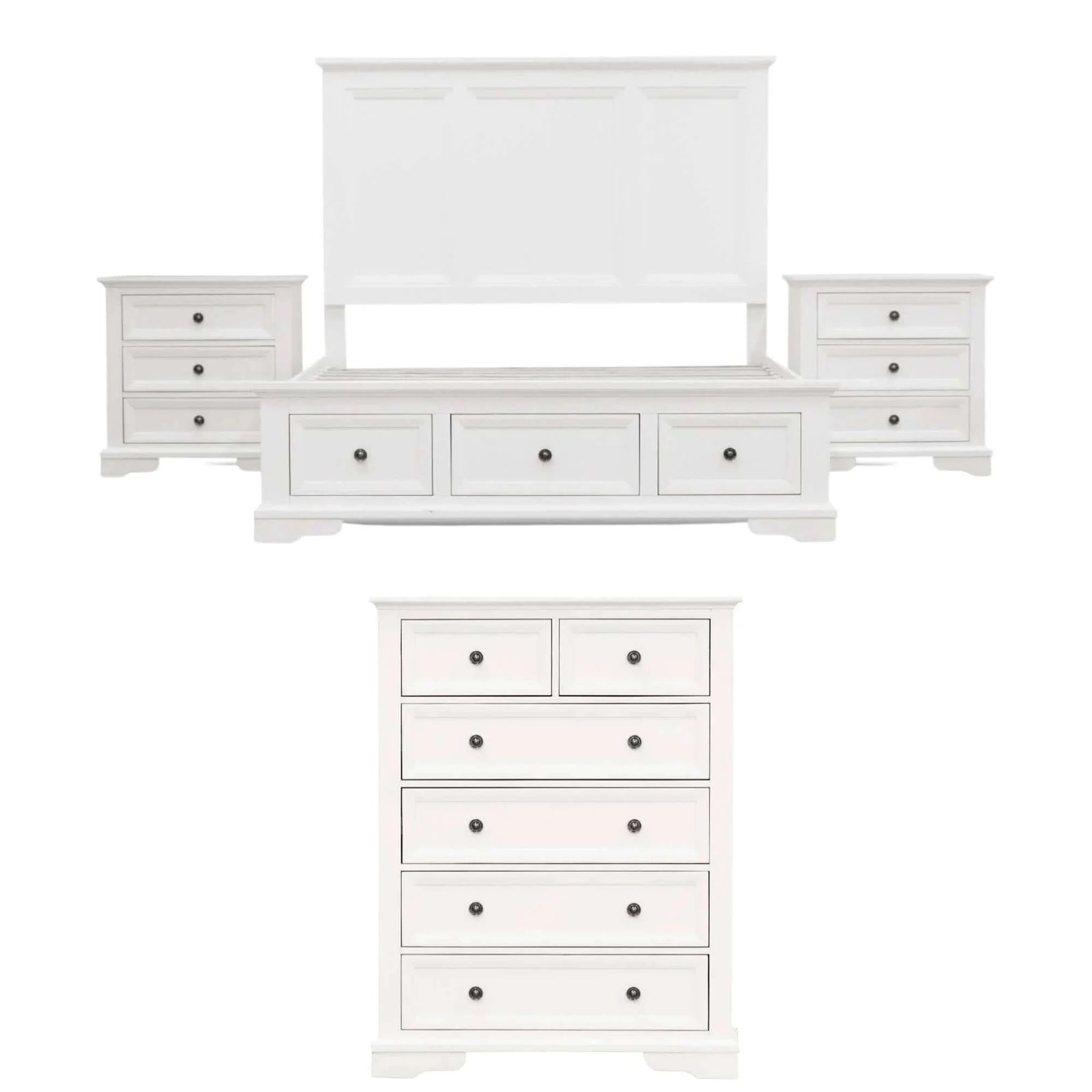 Celosia King Bedroom Suite 4pc Set - White Timber-Upinteriors