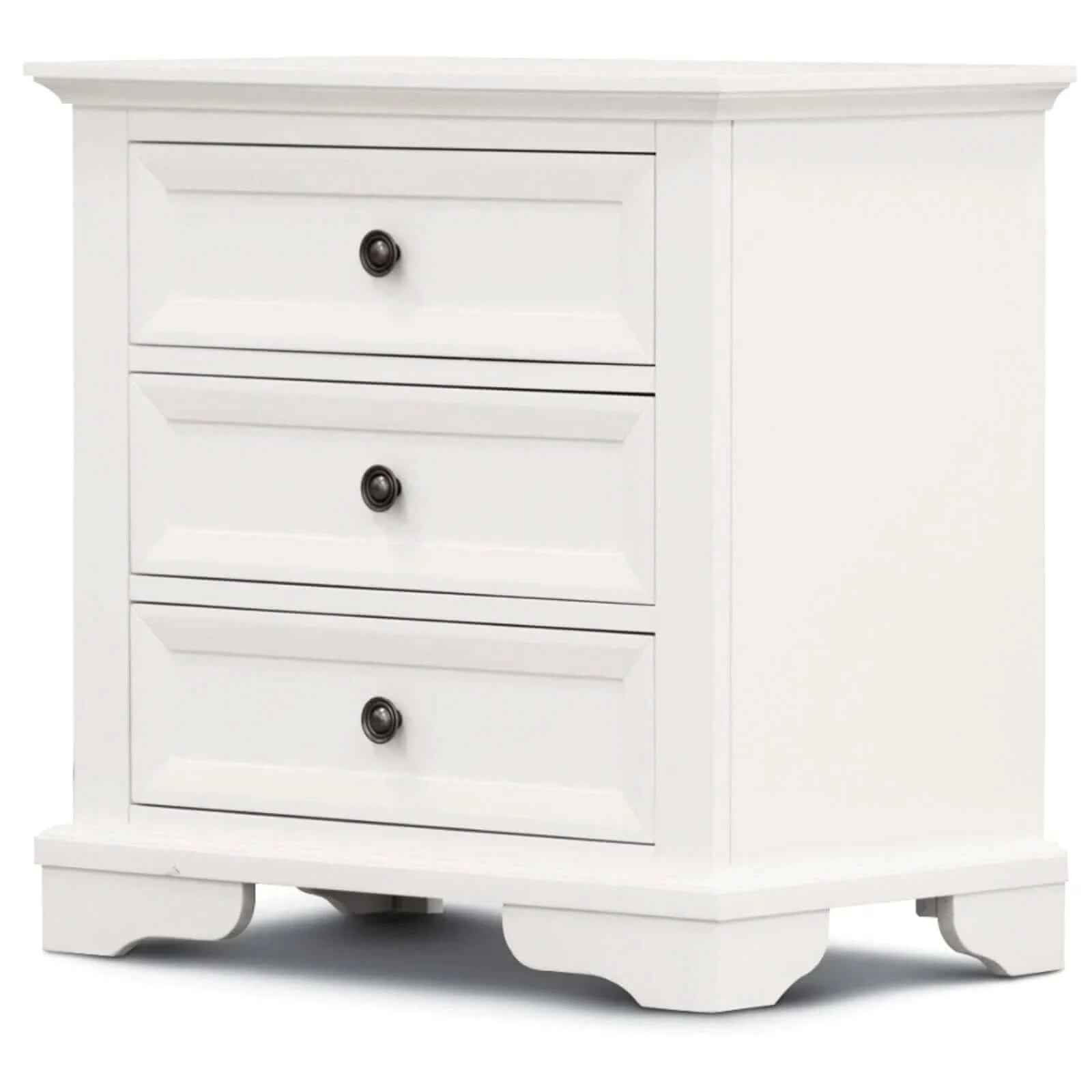 Buy celosia bedside table 3 drawers storage cabinet nightstand end tables - white - upinteriors-Upinteriors