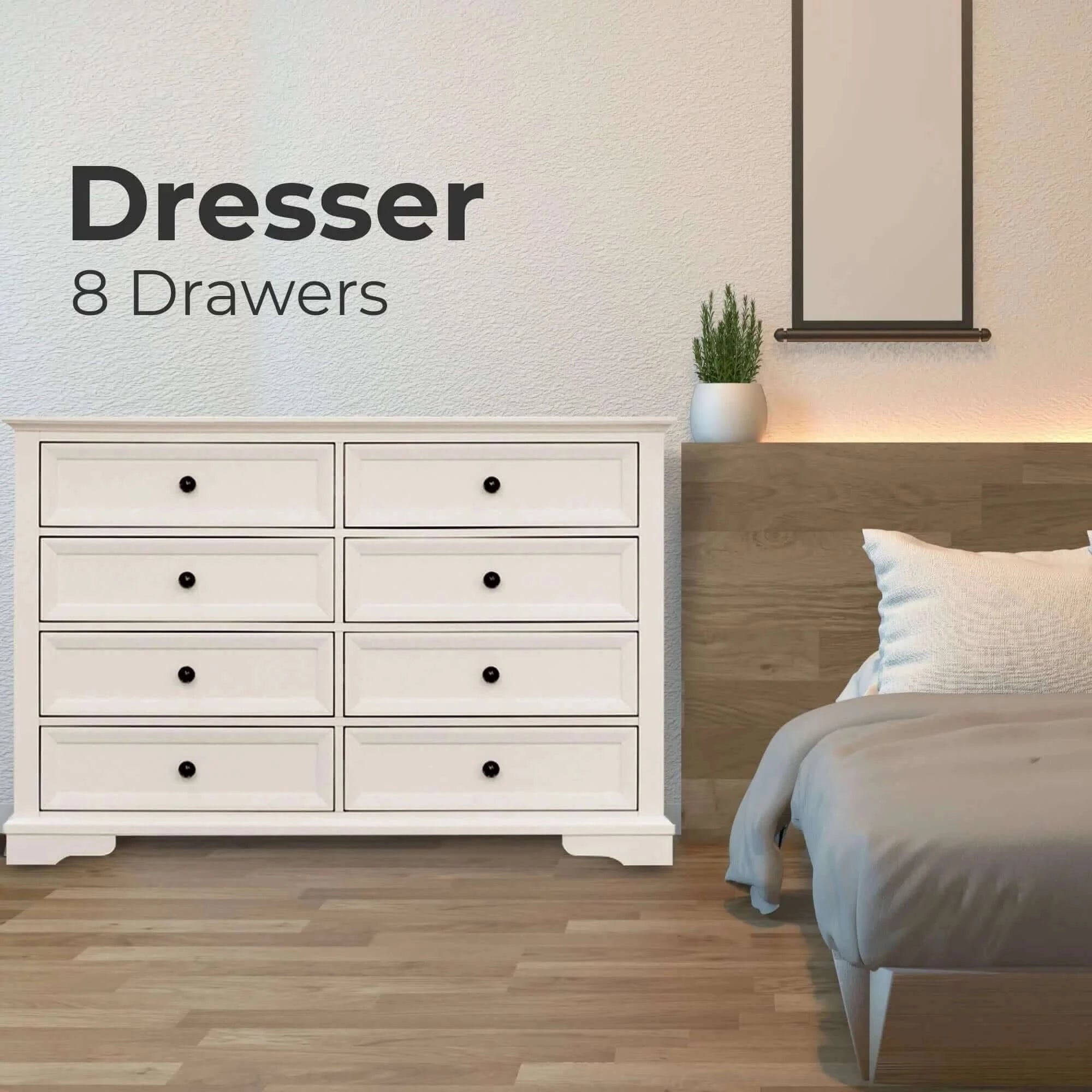 Buy celosia dresser 8 chest of drawers bedroom acacia timber storage cabinet - white - upinteriors-Upinteriors