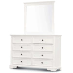 Celosia Dresser Mirror 8 Chest of Drawers Bedroom Timber Storage Cabinet - White-Upinteriors