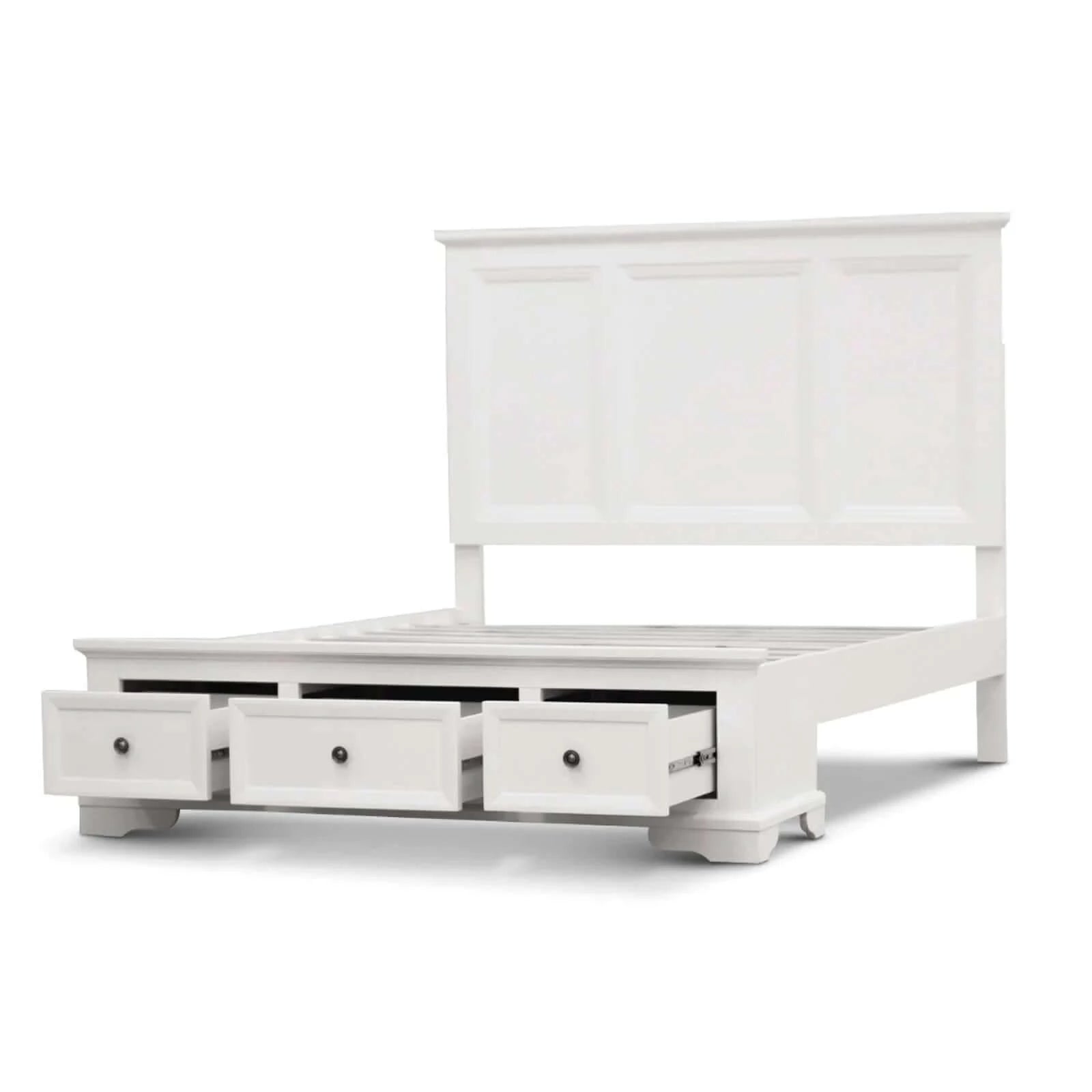 Buy celosia king size bed frame timber mattress base with storage drawers - white - upinteriors-Upinteriors