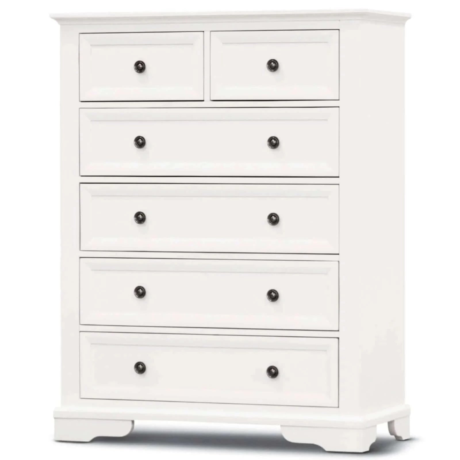 Buy celosia tallboy 6 chest of drawers solid acacia wood bed storage cabinet - white - upinteriors-Upinteriors