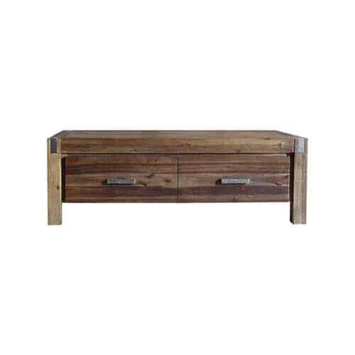 Coffee Table Solid Acacia Wood & Veneer 1 Drawers Storage Chocolate Colour-Upinteriors