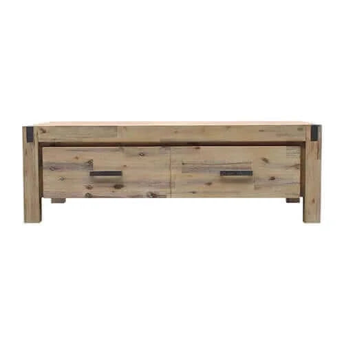 Acacia Wood Coffee Table with Drawer - Oak Finish-Upinteriors