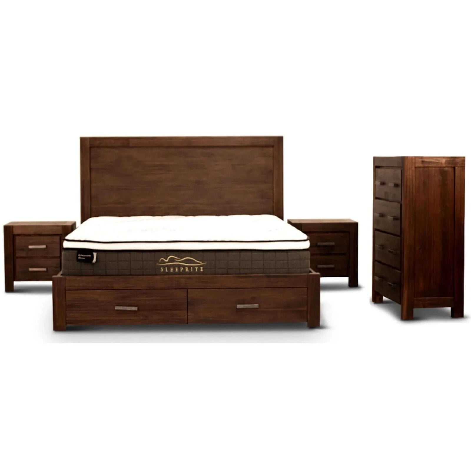 Walnut King Bed Suite - Comfortis 4pc Furniture Set-Upinteriors
