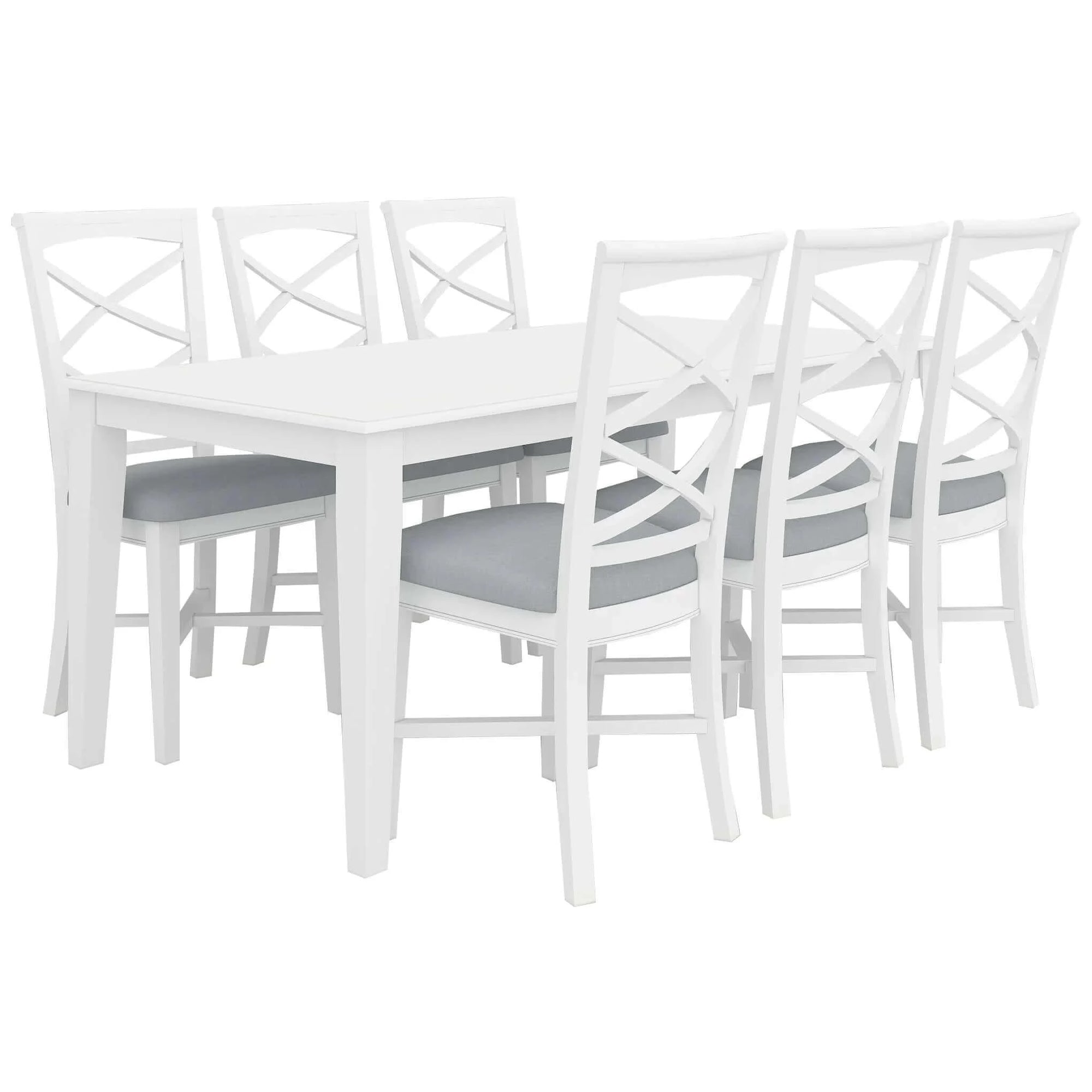 Buy daisy 7pc dining set 180cm table 6 chair acacia wood hampton furniture - white - upinteriors-Upinteriors