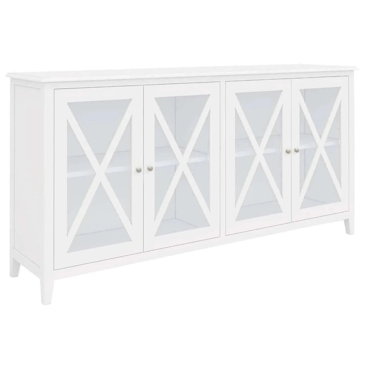 Buy daisy buffet table 180cm 4 glass door solid acacia wood hampton furniture -white - upinteriors-Upinteriors