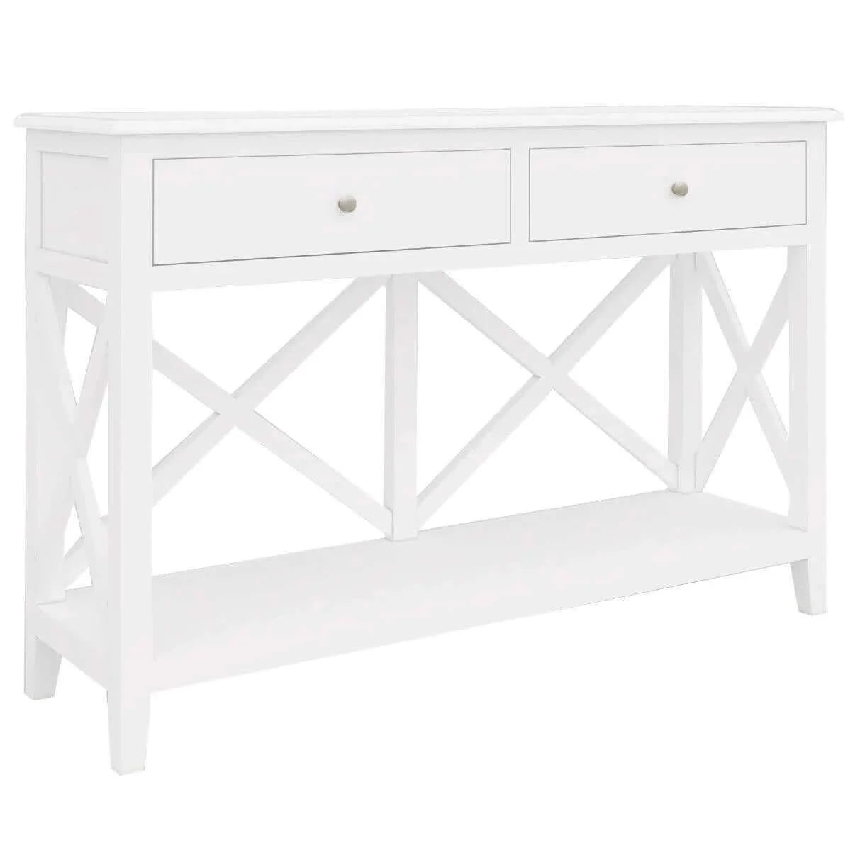 Buy daisy console hallway entry table 120cm solid acacia timber wood hampton - white - upinteriors-Upinteriors