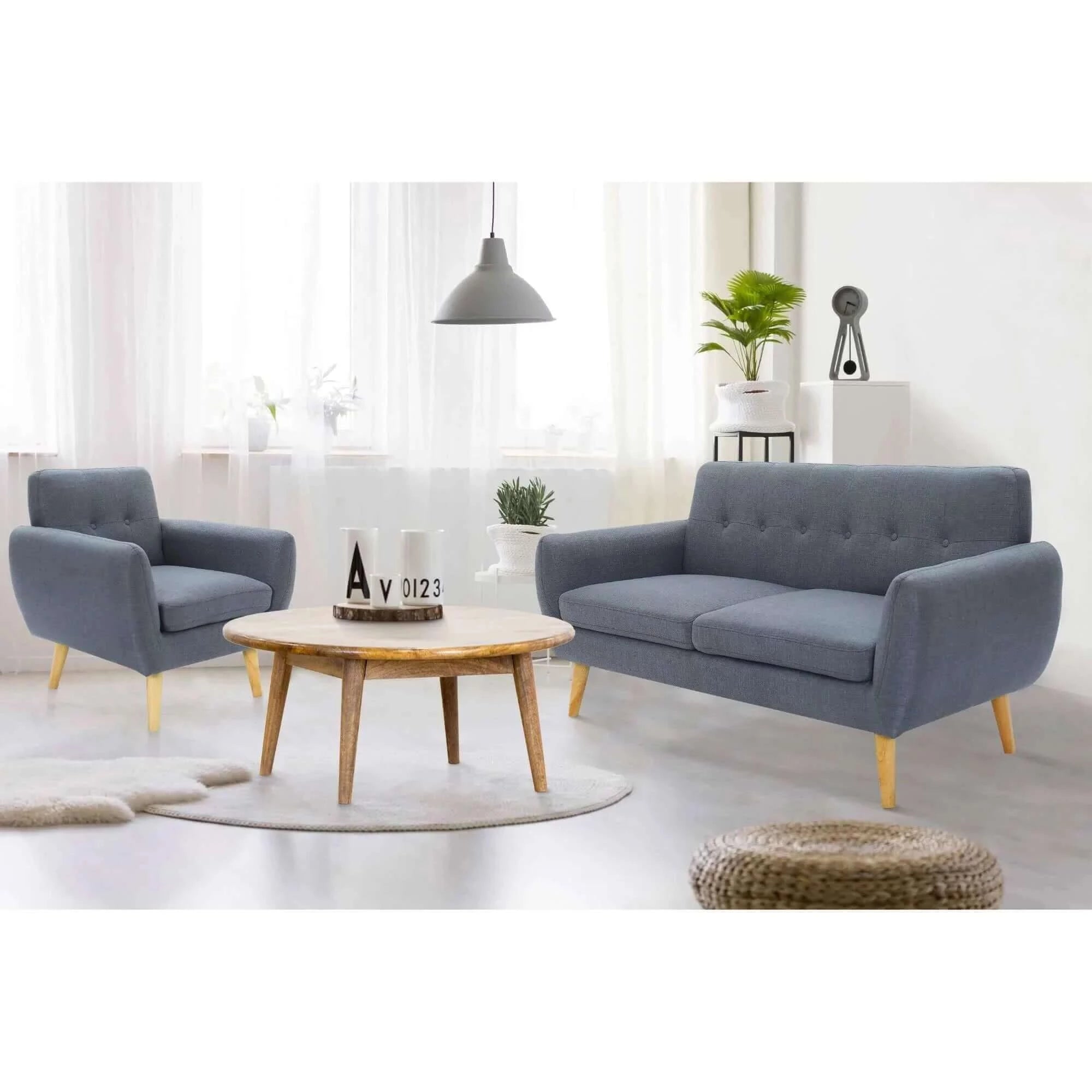 Buy dane 3 + 1 + 1 seater fabric upholstered sofa armchair lounge couch - dark grey - upinteriors-Upinteriors