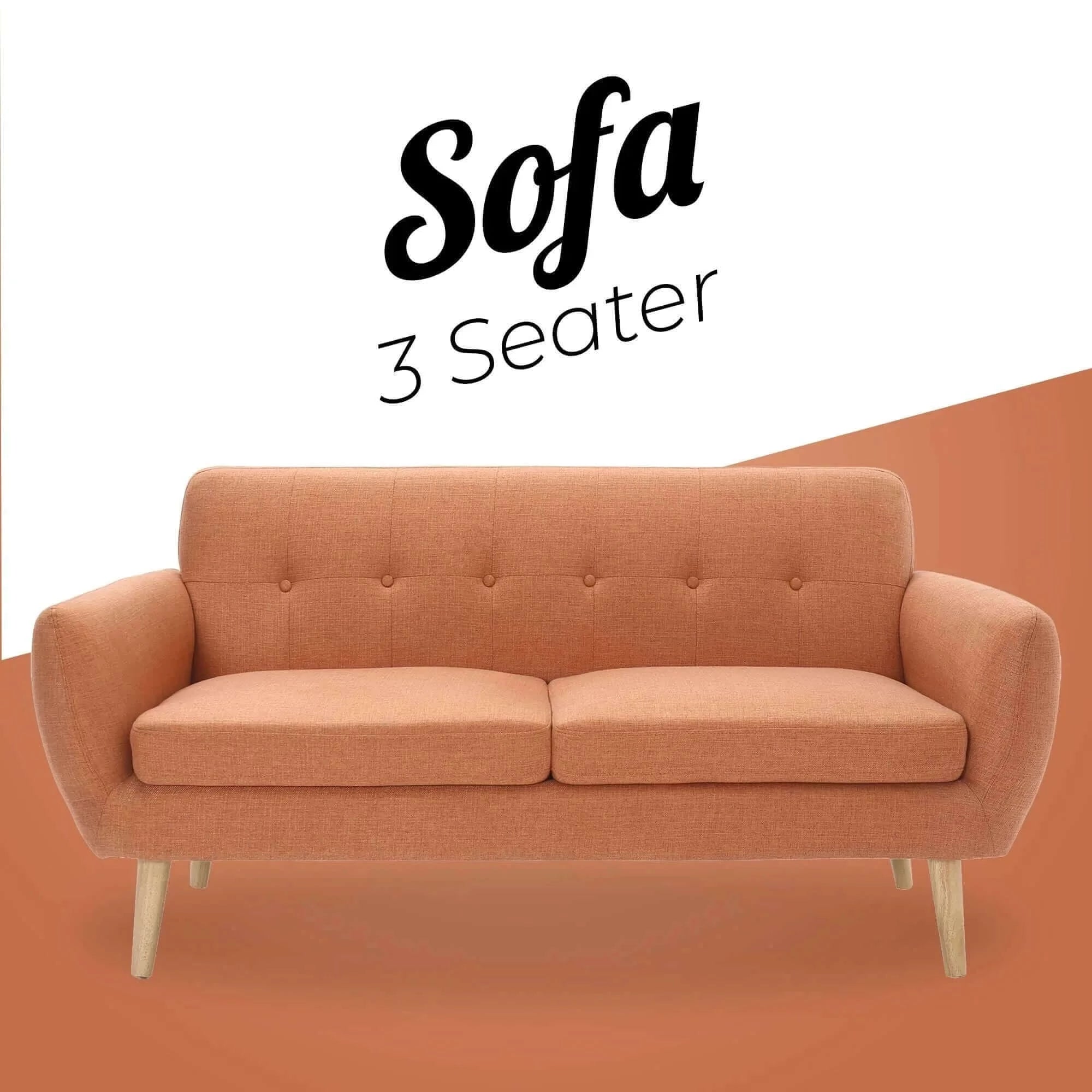 Buy dane 3 + 1 + 1 seater fabric upholstered sofa armchair lounge couch - orange - upinteriors-Upinteriors