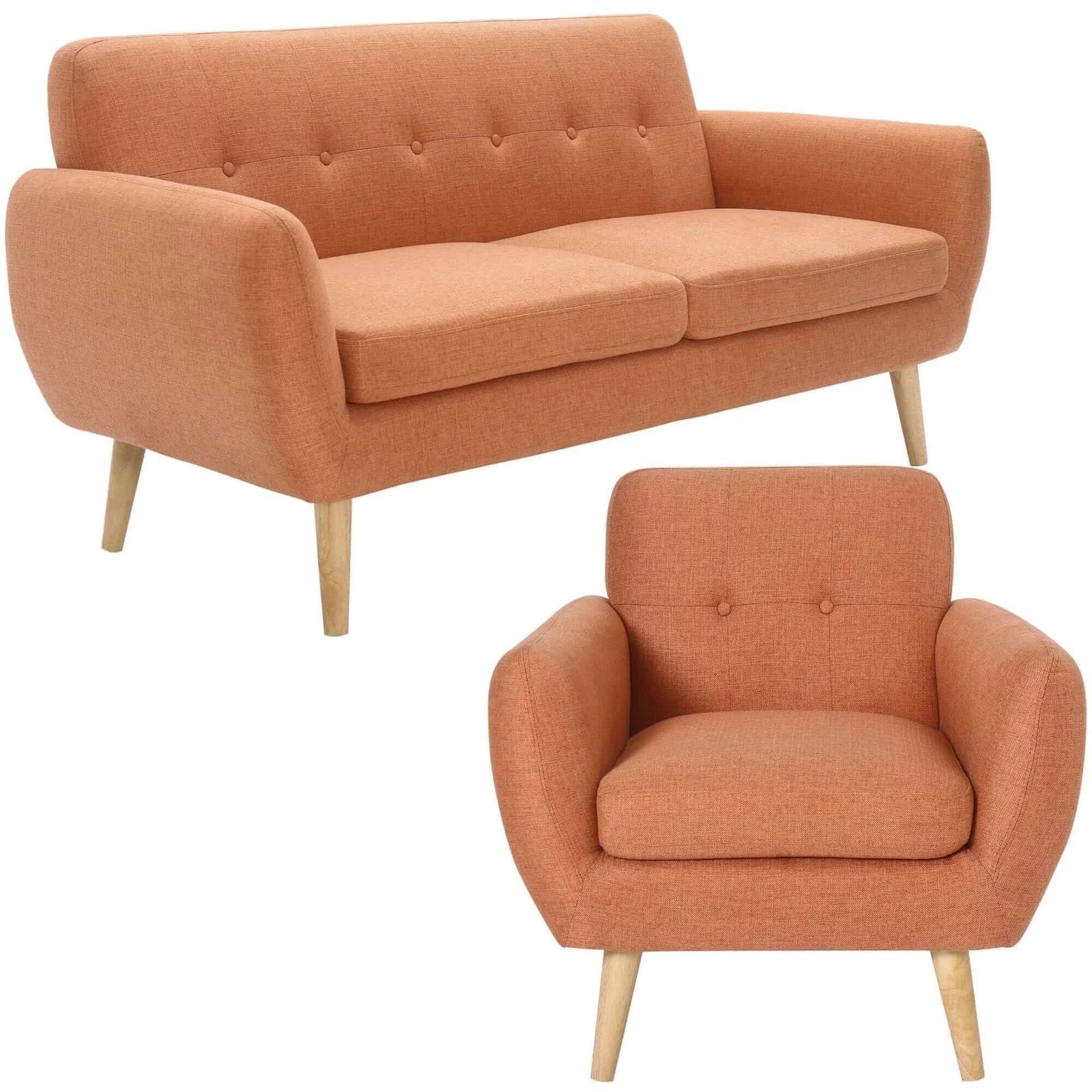Buy dane 3 + 1 seater fabric upholstered sofa armchair lounge couch - orange - upinteriors-Upinteriors