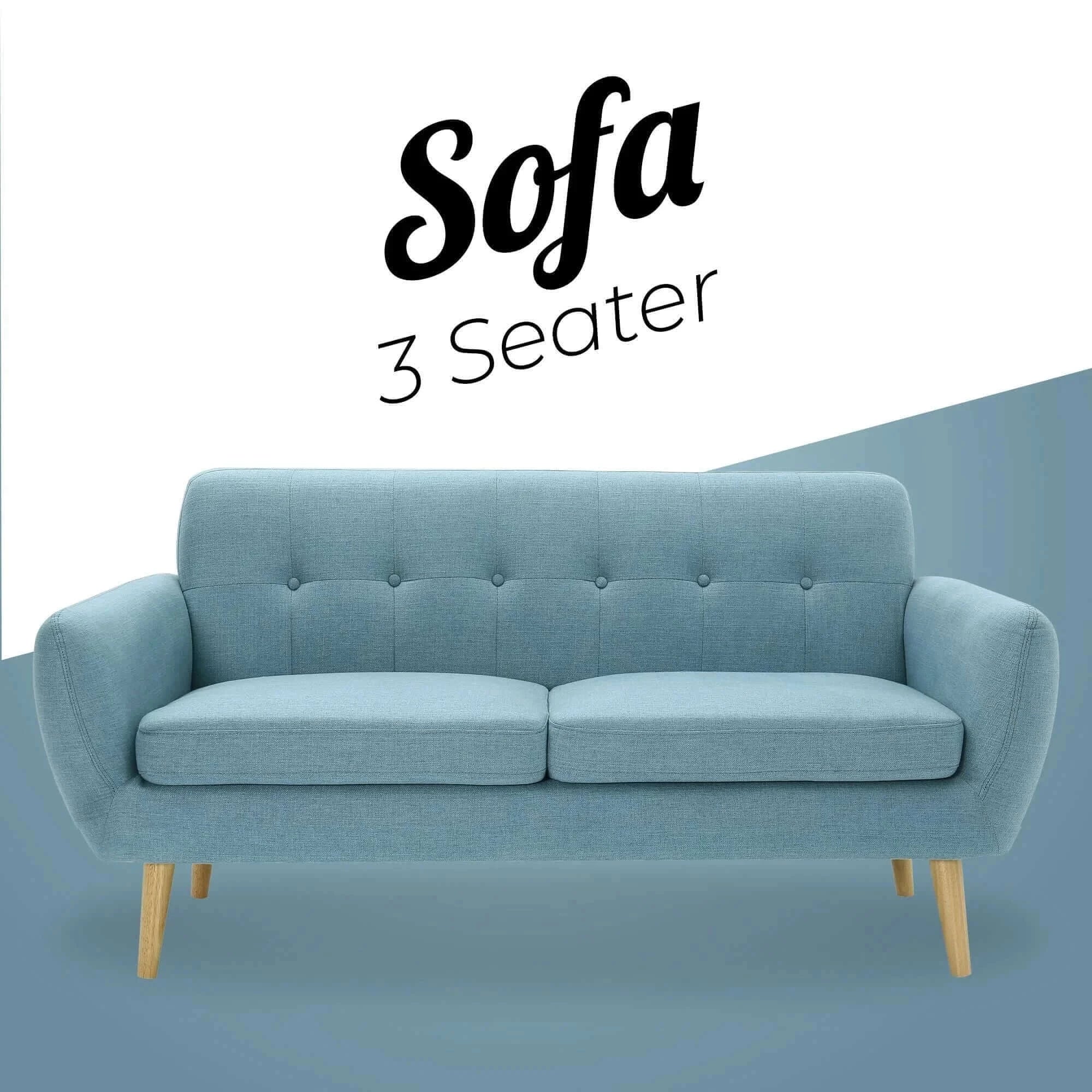Buy Dane 3 Seater Fabric Upholstered Sofa Lounge Couch - Upinteriors-Upinteriors