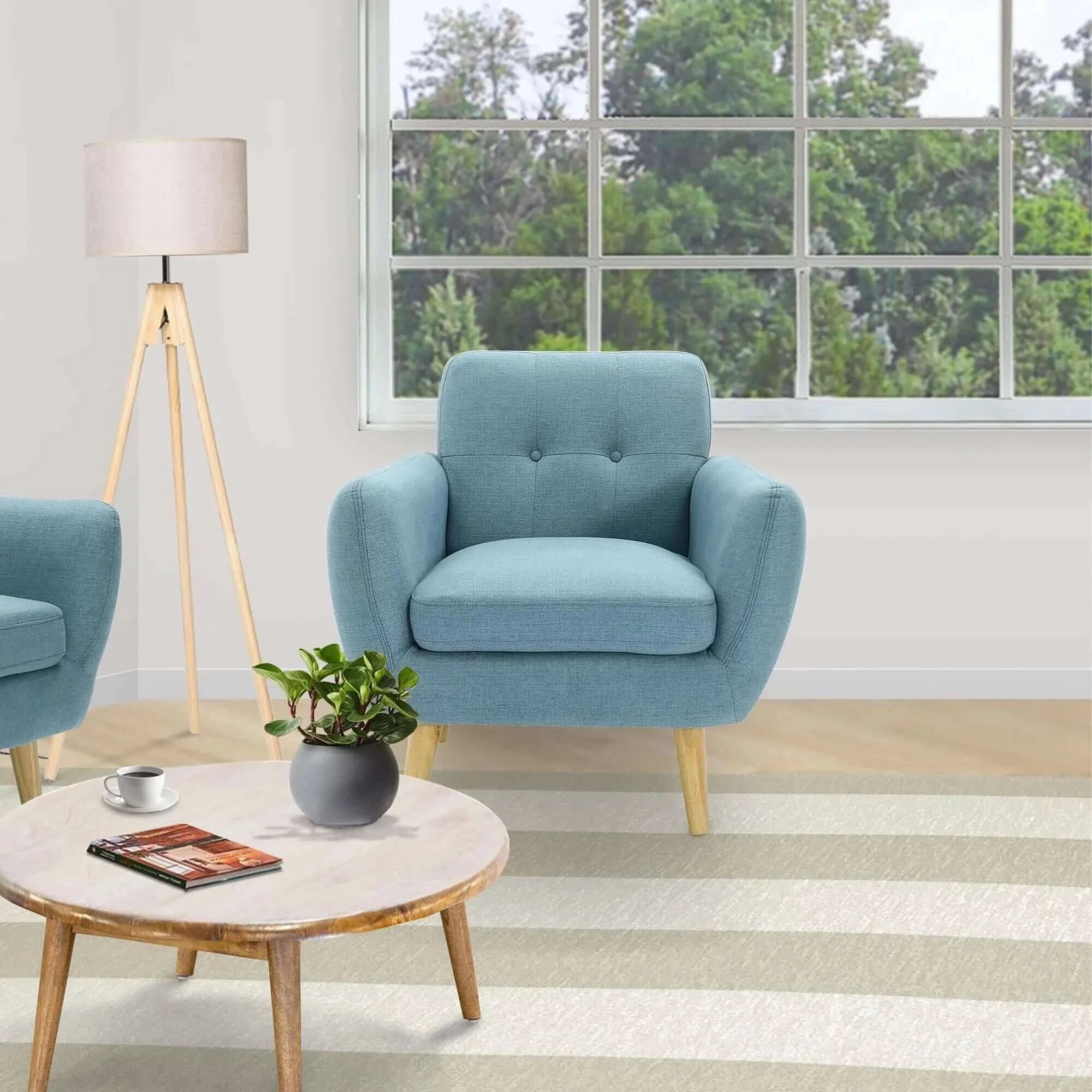 Buy Dane Single Seater Fabric Upholstered Sofa - Blue in Australia -Upinteriors