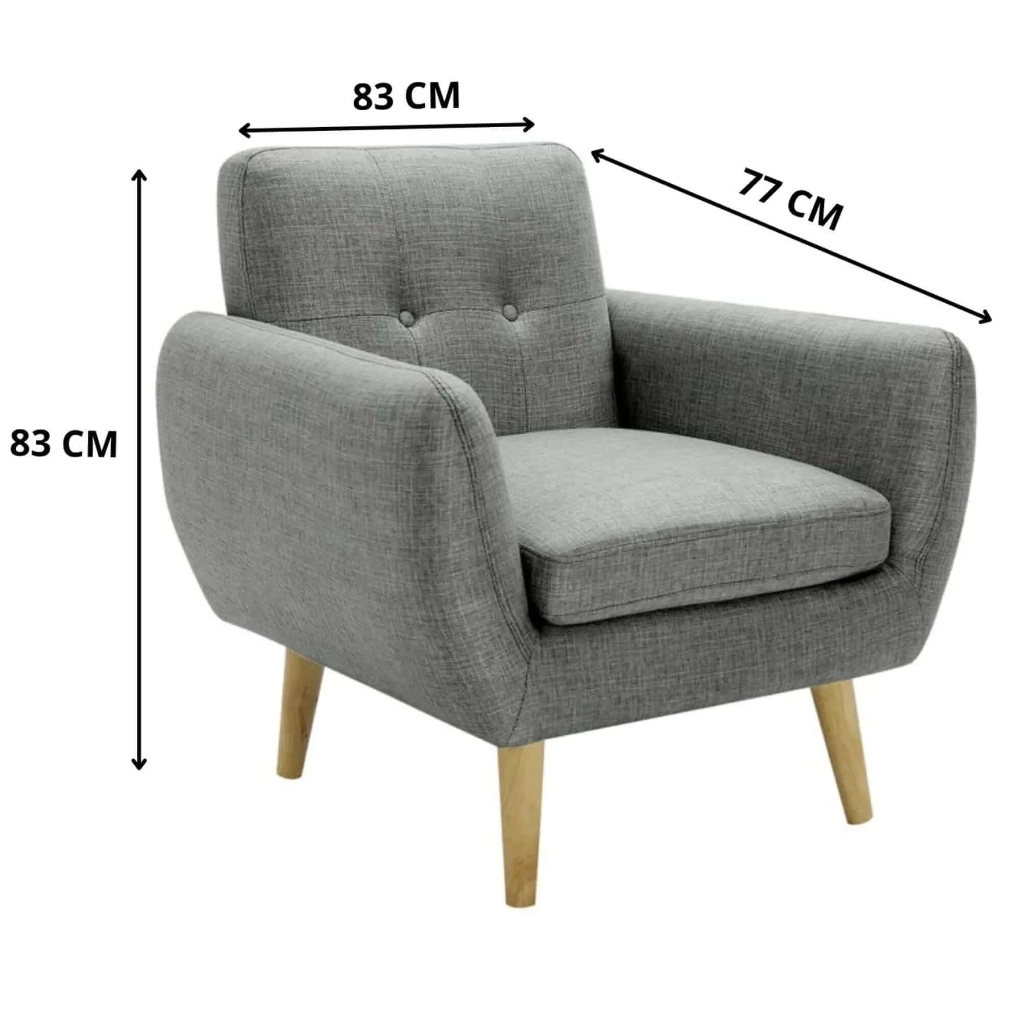 Buy Dane Single Seater Fabric Upholstered Sofa - Mid Grey in Australia-Upinteriors