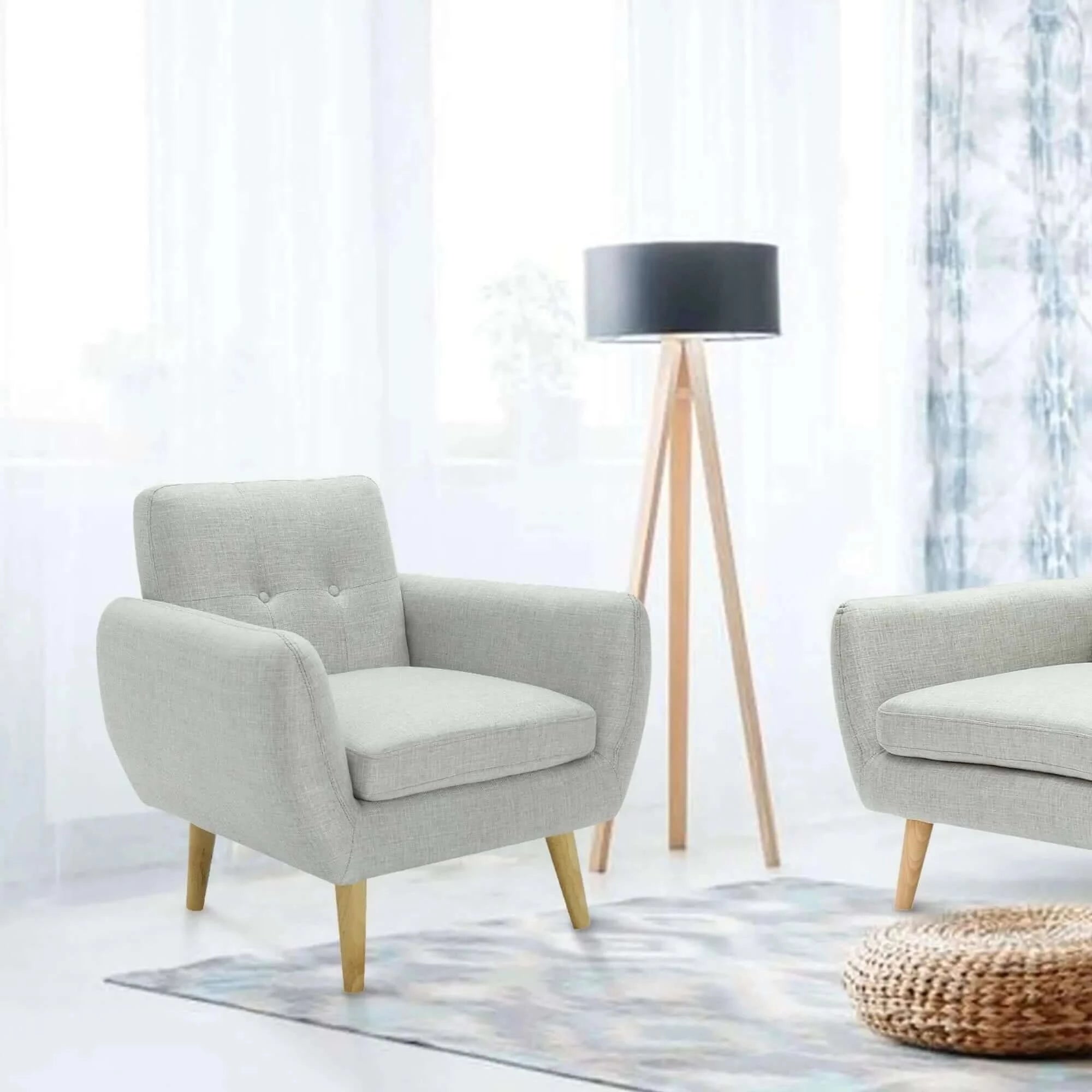 Buy Dane Single Seater Fabric Upholstered Sofa - Light Grey in Australia -Upinteriors