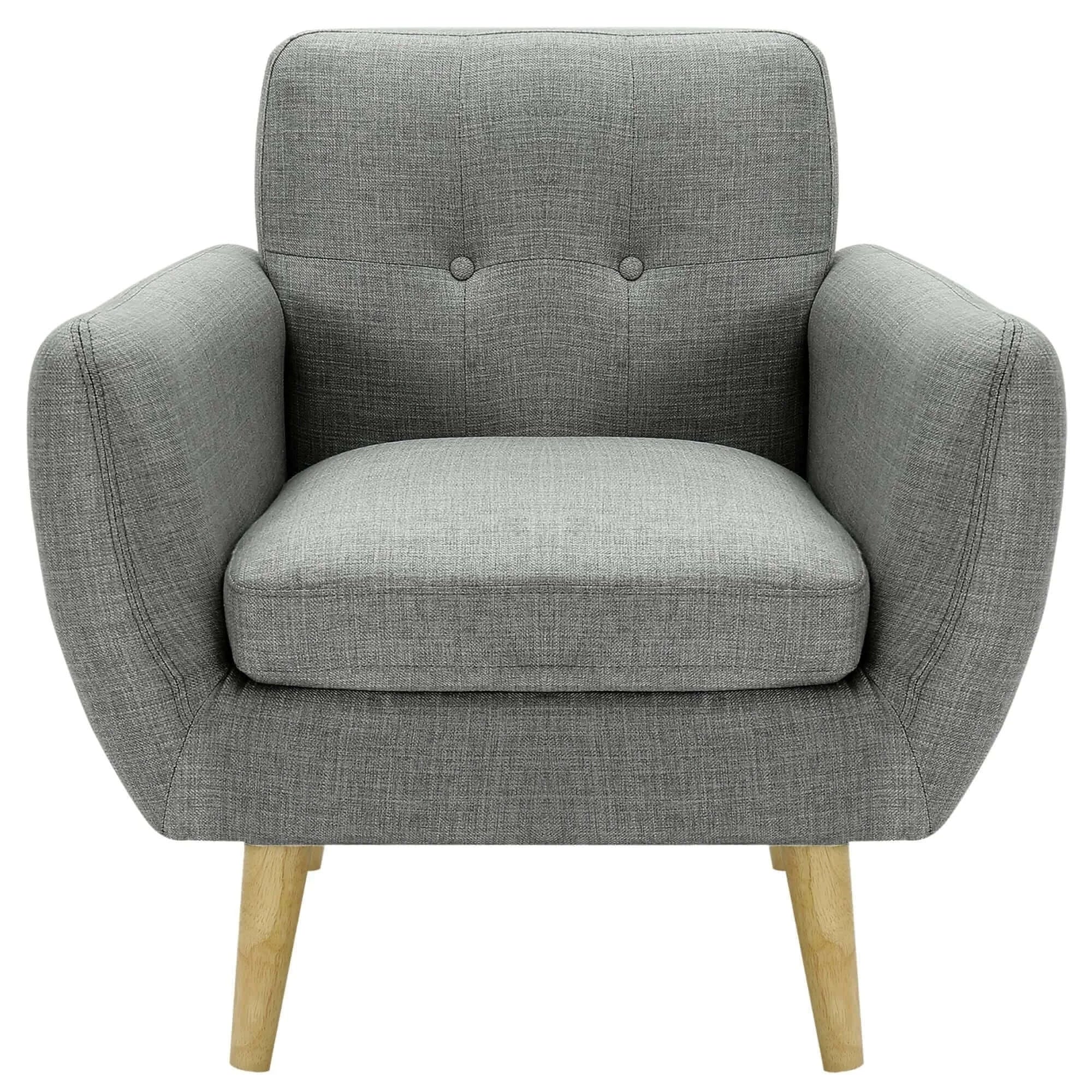 Buy Dane Single Seater Fabric Upholstered Sofa (Mid Grey)-Upinteriors