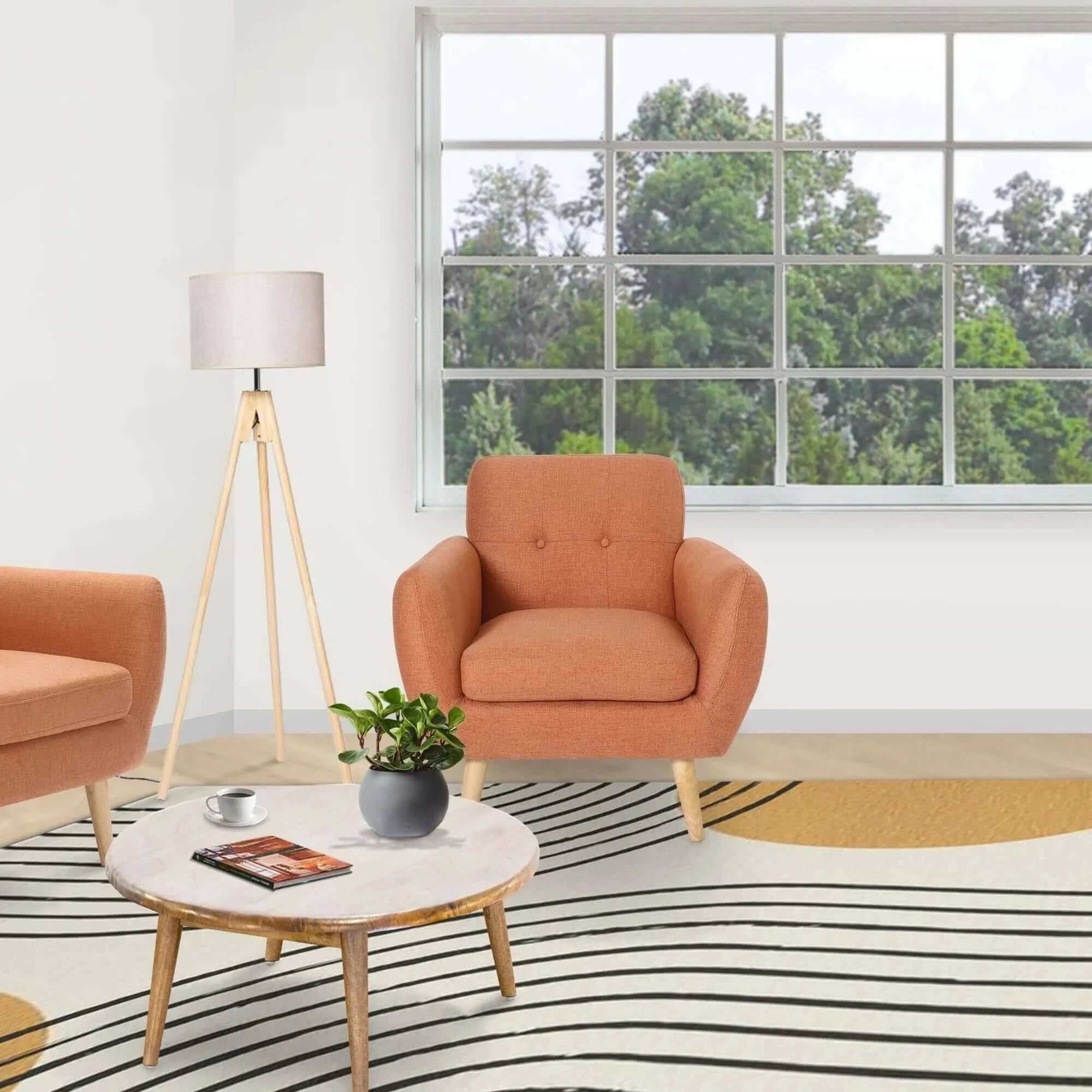 Buy Dane Single Seater Fabric Upholstered Sofa - Orange in Australia -Upinteriors