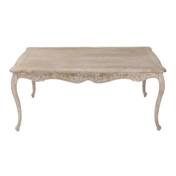 Buy dining table oak wood plywood veneer white washed finish in large size - upinteriors-Upinteriors