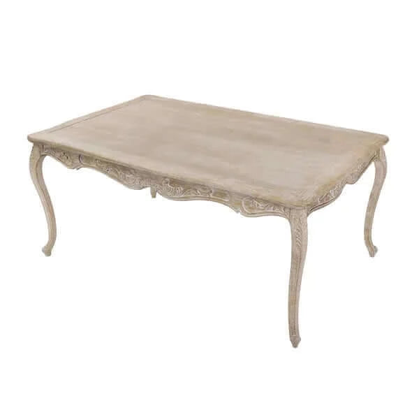 Buy dining table oak wood plywood veneer white washed finish in medium size - upinteriors-Upinteriors