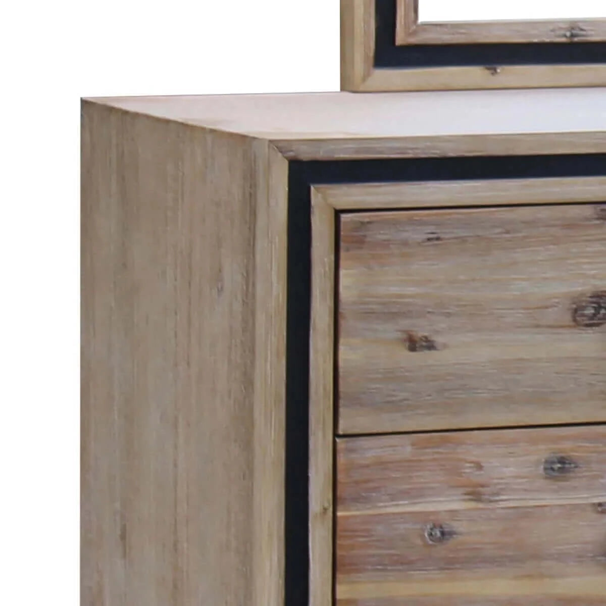 Buy dresser with 6 storage drawers in solid acacia with mirror in silver brush colour - upinteriors-Upinteriors