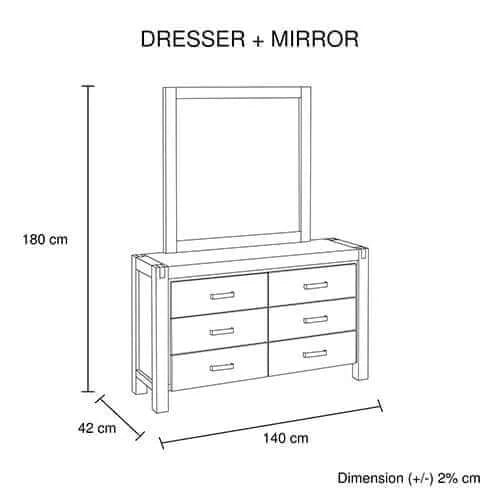 Buy Dresser with 6 Drawers made with Solid Acacia Wood-Upinteriors