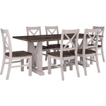 Buy erica 7pc dining set 200cm table 6 chair solid acacia wood timber brown white - upinteriors-Upinteriors