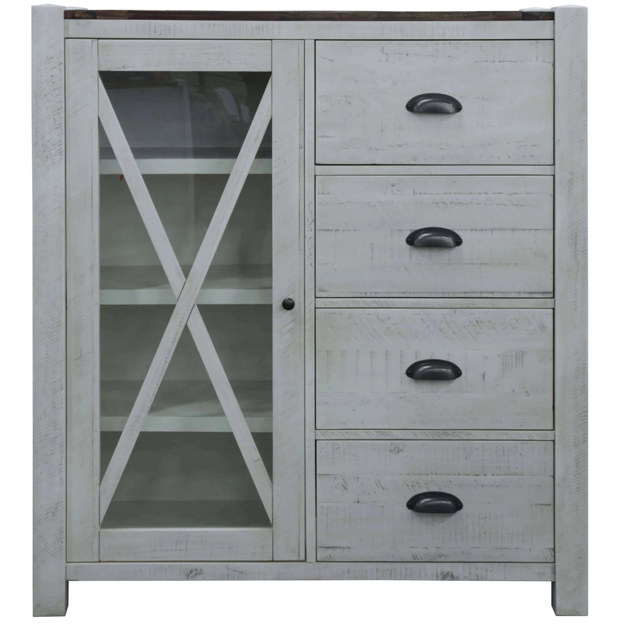 Buy erica tallboy 4 chest of drawers solid acacia timber wood cabinet brown white - upinteriors-Upinteriors