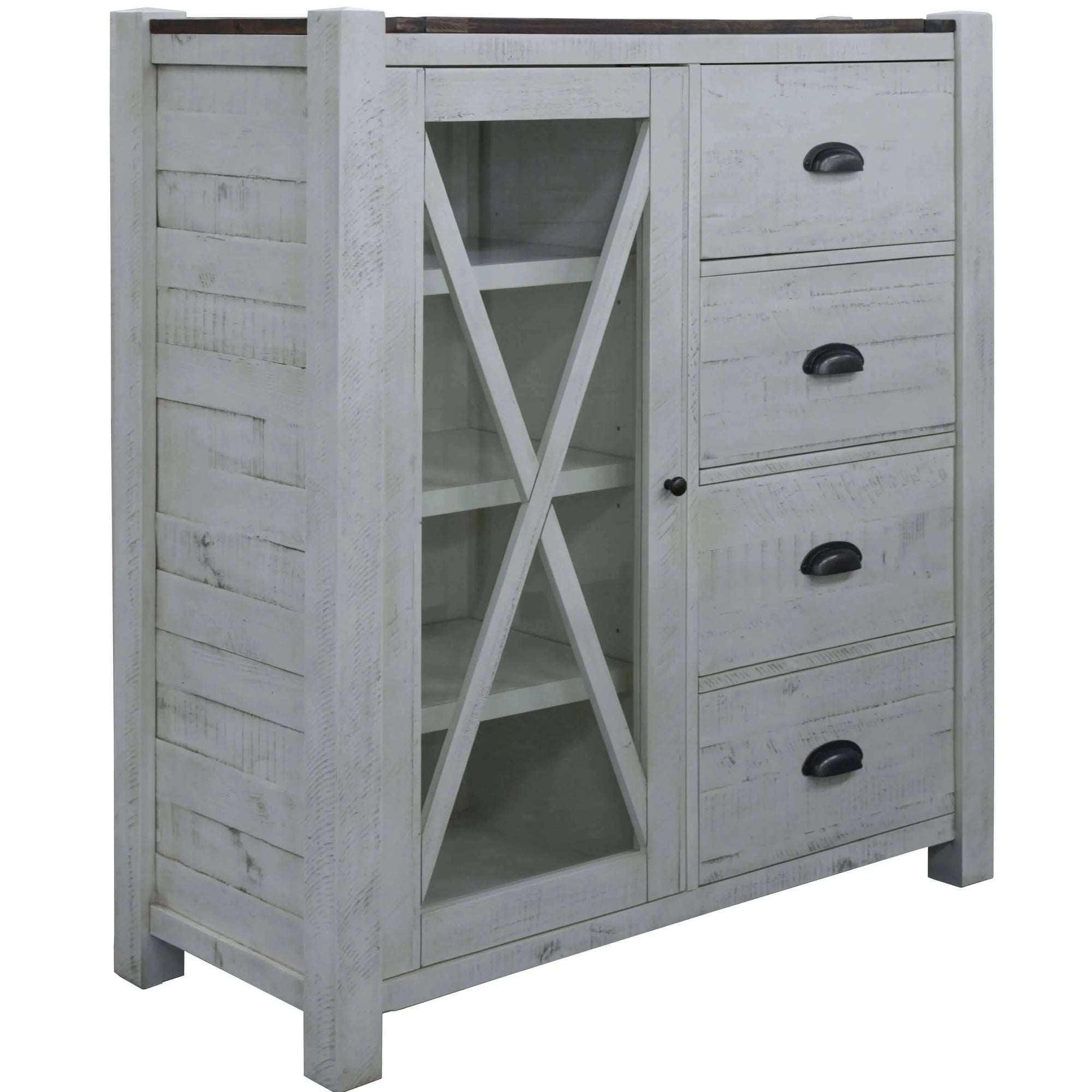 Buy erica tallboy 4 chest of drawers solid acacia timber wood cabinet brown white - upinteriors-Upinteriors
