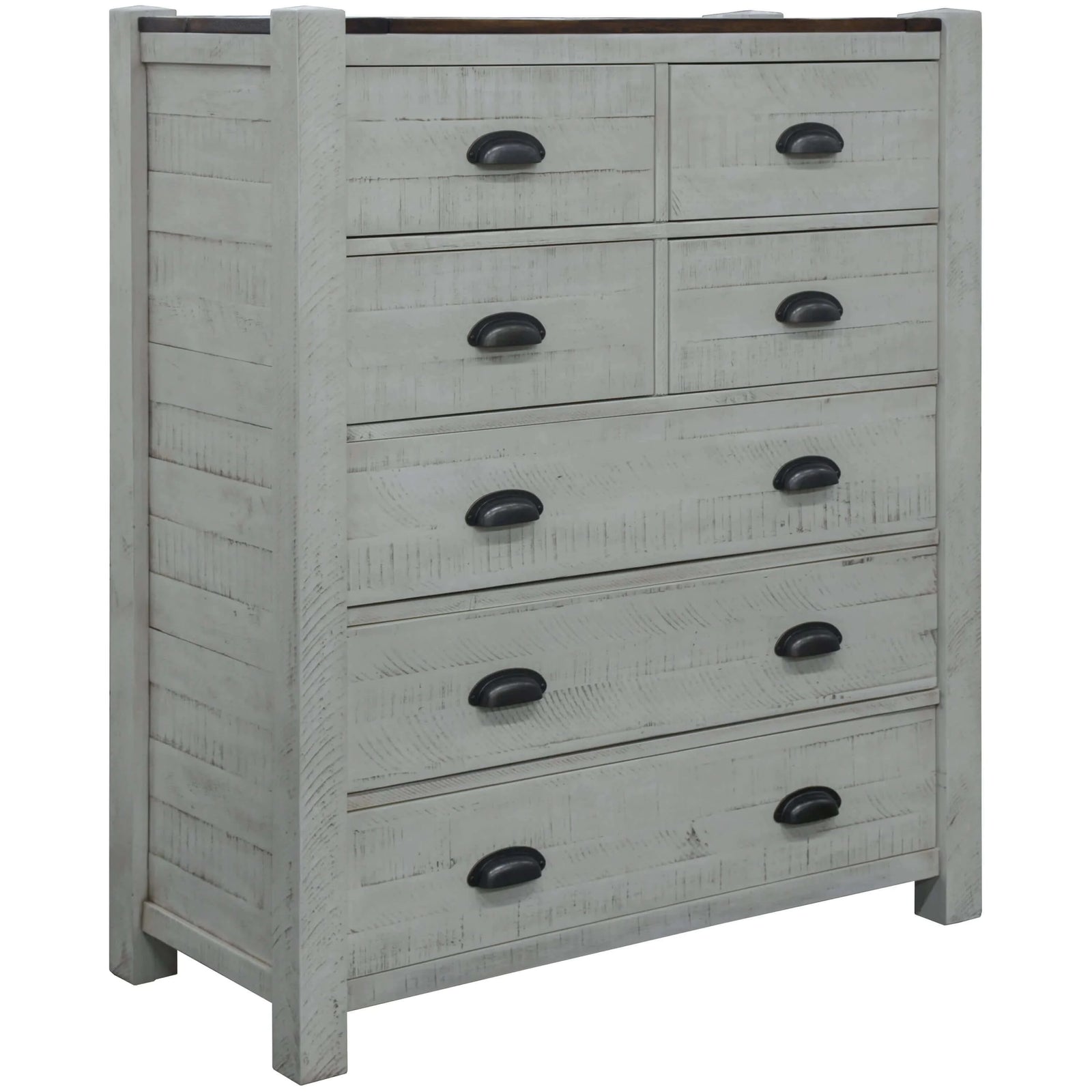 Buy erica tallboy 7 chest of drawers solid acacia timber wood cabinet brown white - upinteriors-Upinteriors