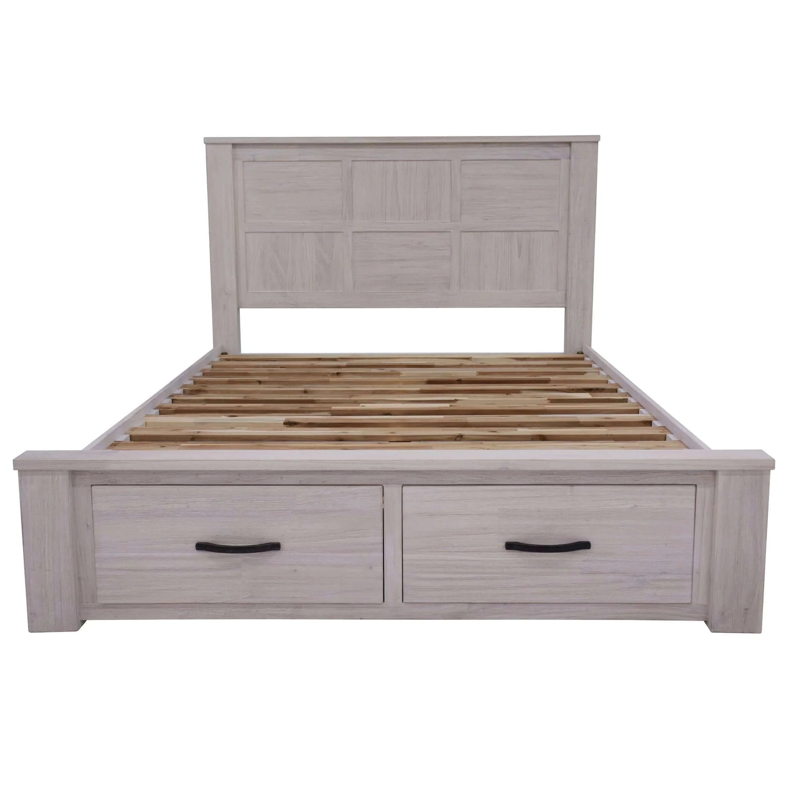 Buy foxglove bed frame double size wood mattress base with storage drawers - white - upinteriors-Upinteriors