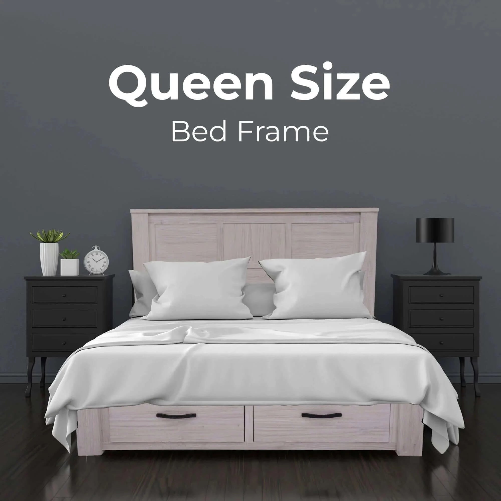 Buy foxglove bed frame queen size timber mattress base with storage drawers - white - upinteriors-Upinteriors