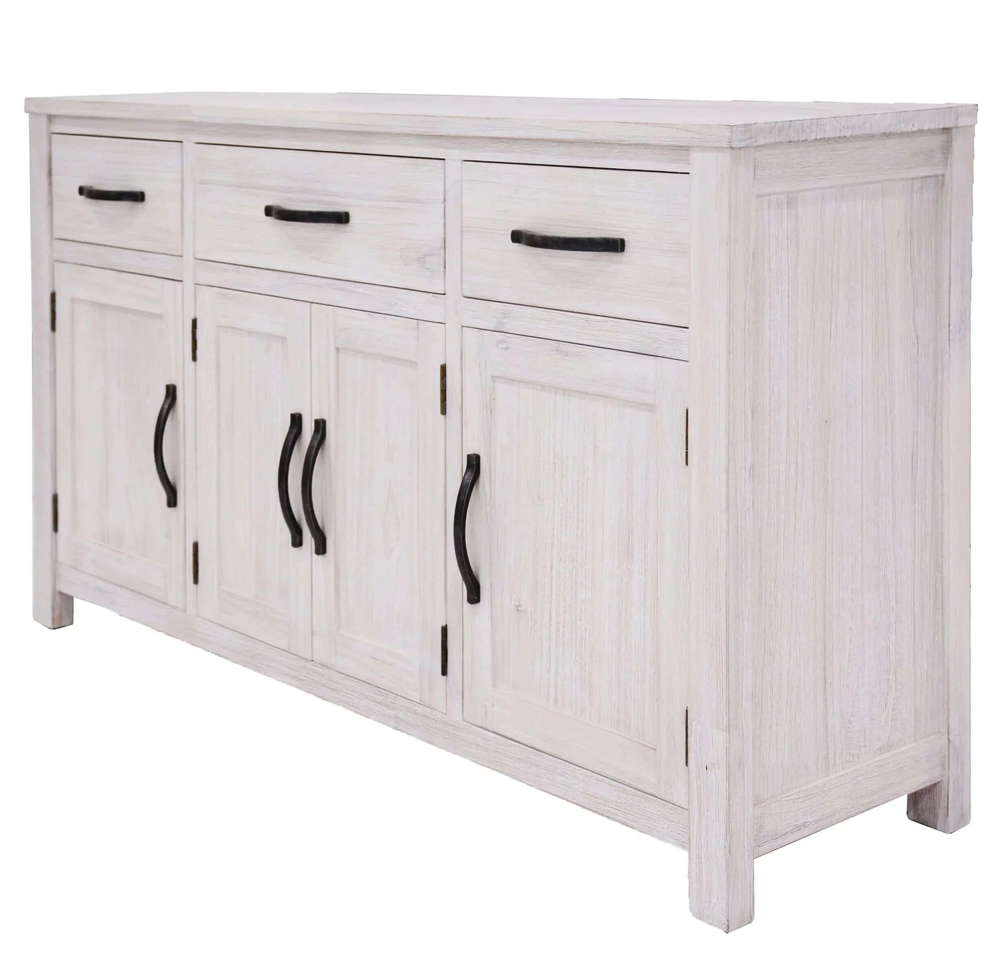 Buy foxglove buffet table 158cm 4 door 3 drawer solid mt ash timber wood - white - upinteriors-Upinteriors