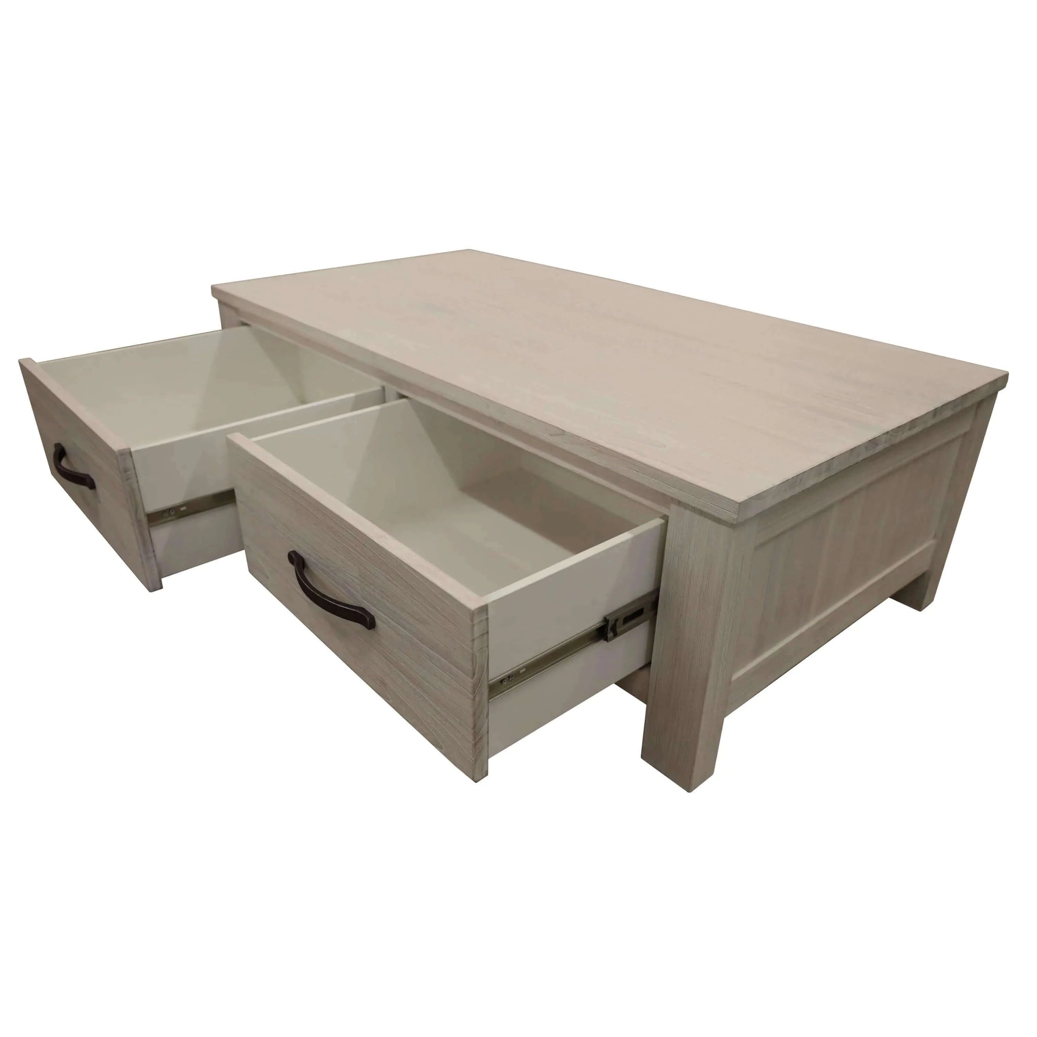 Foxglove Coffee Table 127cm 2 Drawer Solid Mt Ash Timber Wood - White-Upinteriors