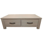 Foxglove Coffee Table 127cm 2 Drawer Solid Mt Ash Timber Wood - White-Upinteriors