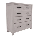 Foxglove Tallboy 5 Chest of Drawers Solid Ash Wood Bed Storage Cabinet - White-Upinteriors