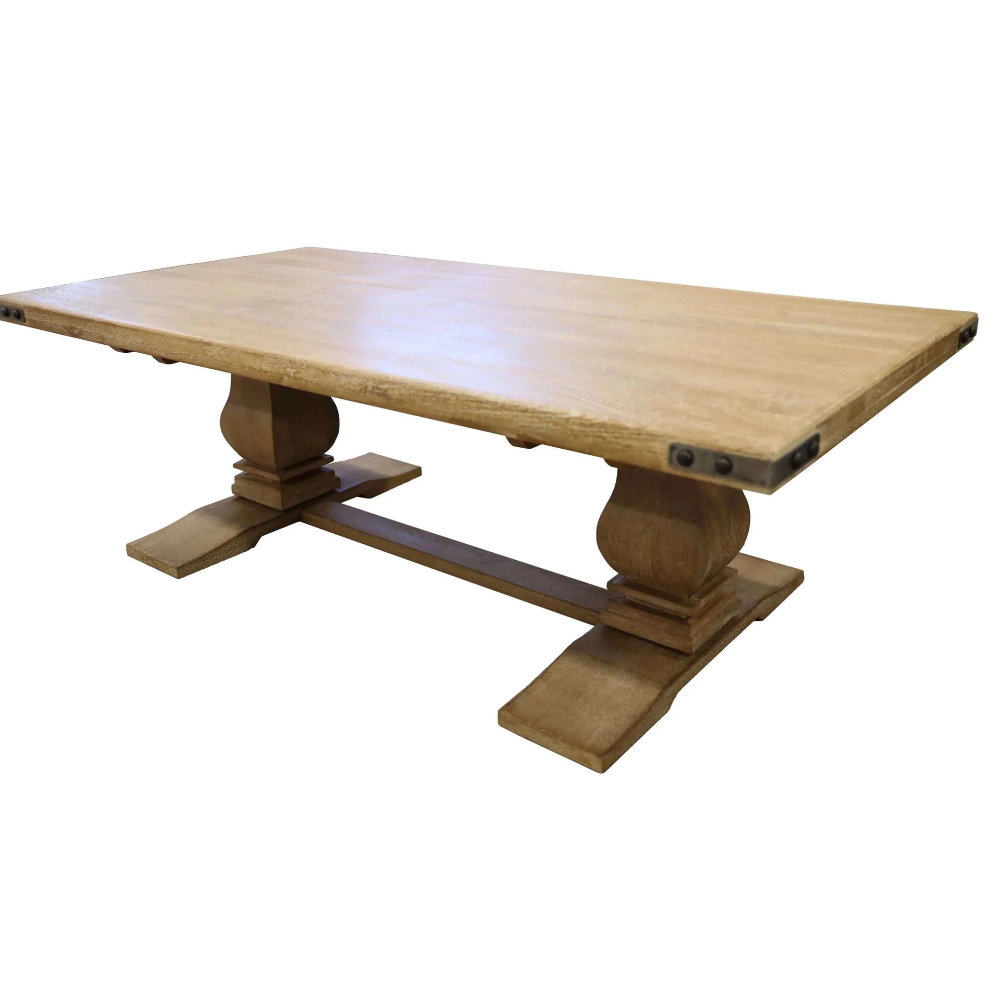 Gloriosa Coffee Table 140cm Pedestal Solid Mango Timber Wood - Honey Wash-Upinteriors