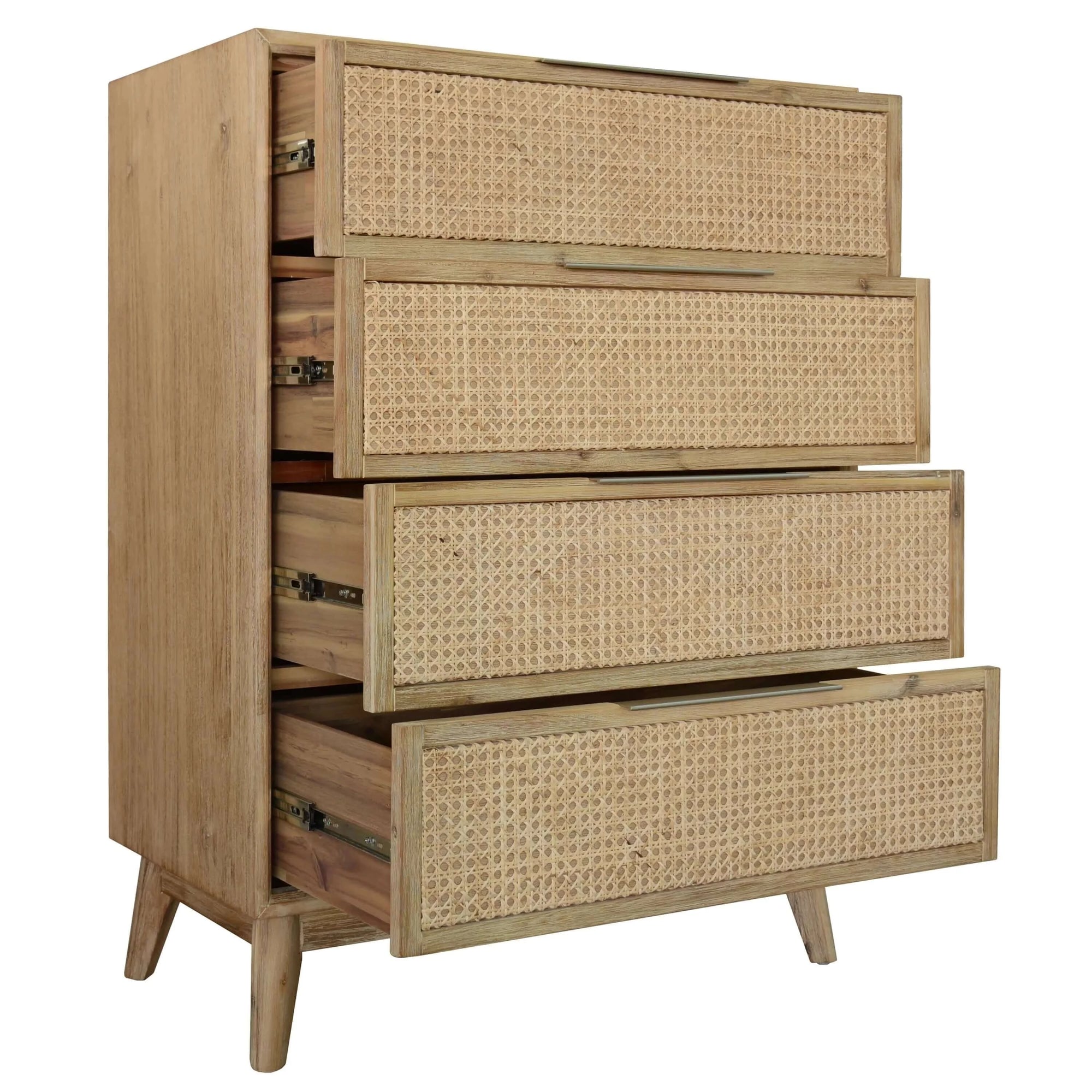 Buy grevillea tallboy 4 chest of drawers solid acacia wood storage cabinet - brown - upinteriors-Upinteriors