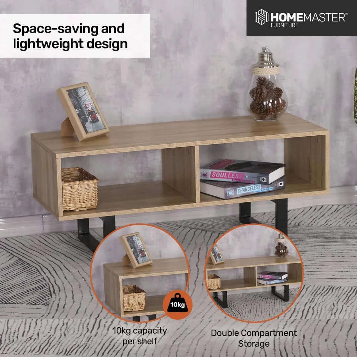 Home Master Coffee Table Wide Dual Storage Stylish Modern Design 1m-Upinteriors