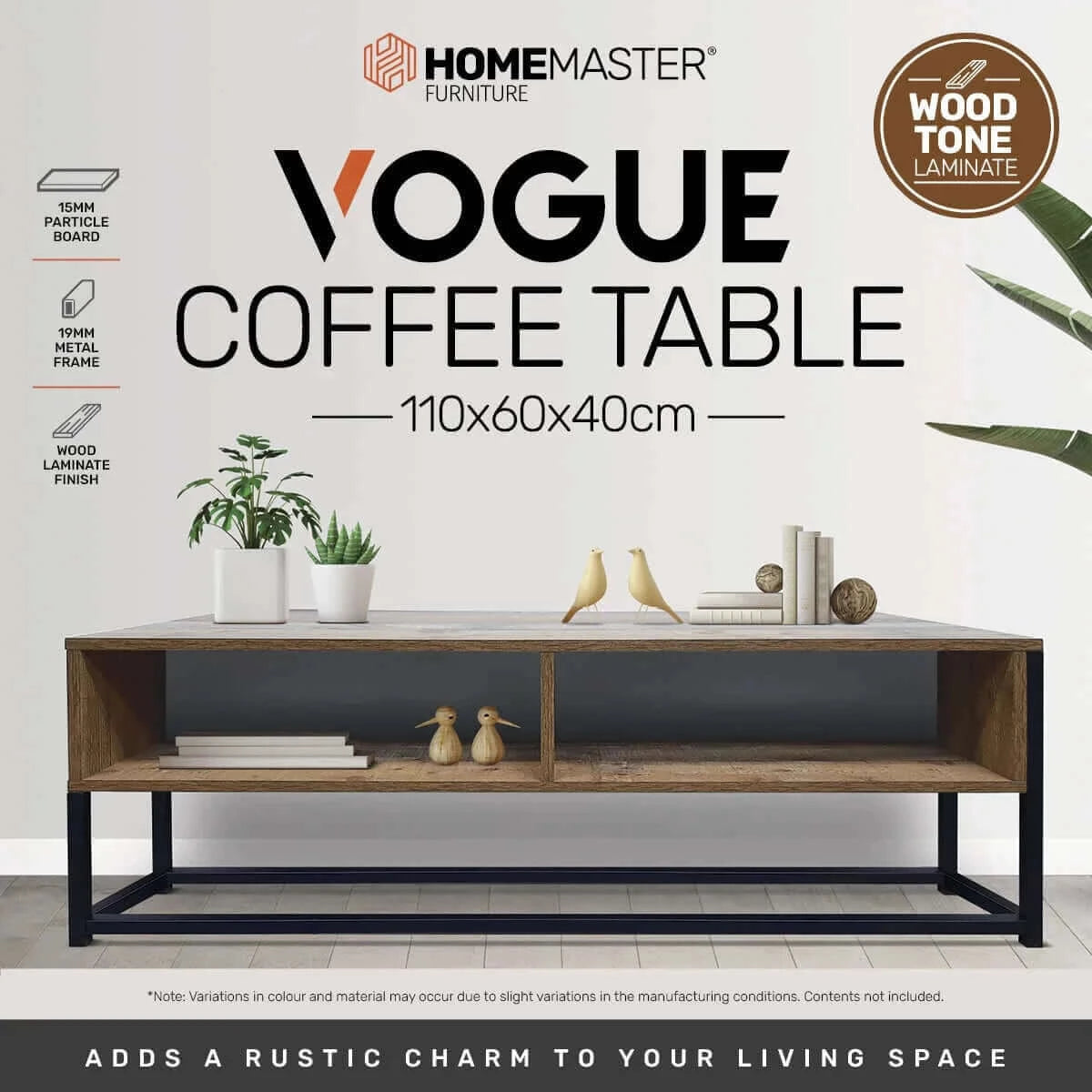 Home Master Vogue Wood Tone Coffee Table Stylish Rustic Flawless Design 110cm-Upinteriors