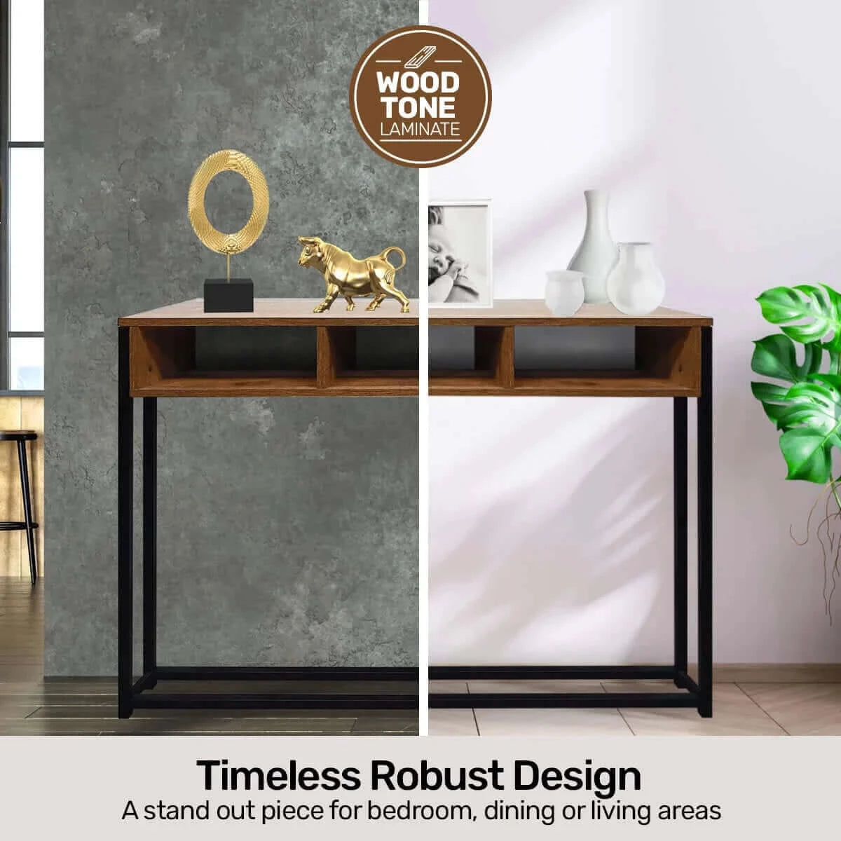 Buy home master vogue wood tone console table rustic flawless design 110cm - upinteriors-Upinteriors