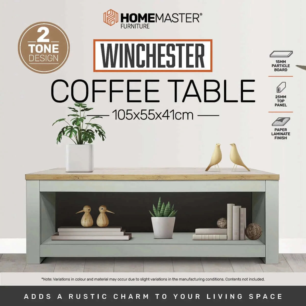 Home Master Winchester Two Tone Coffee Table Stylish Flawless Design 105cm-Upinteriors