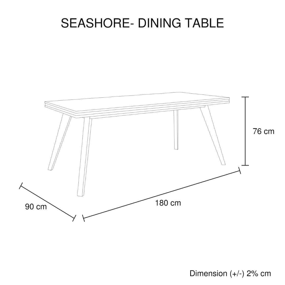Dining Table 180cm Medium Size Solid Acacia Wooden Frame in Silver Brush Colour-Upinteriors