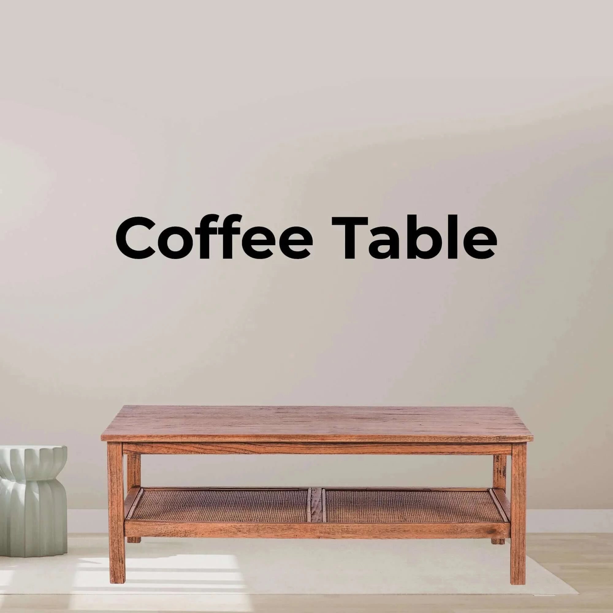 Jasmine Coffee Table 110cm Mindi Timber Wood Rattan Weave - Brown-Upinteriors